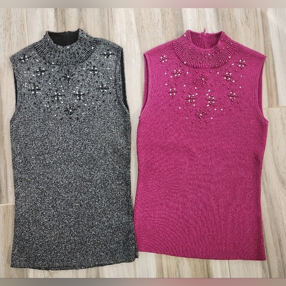 Tanjay sleeveless metallic sequin top bundle size small - Picture 2 of 10